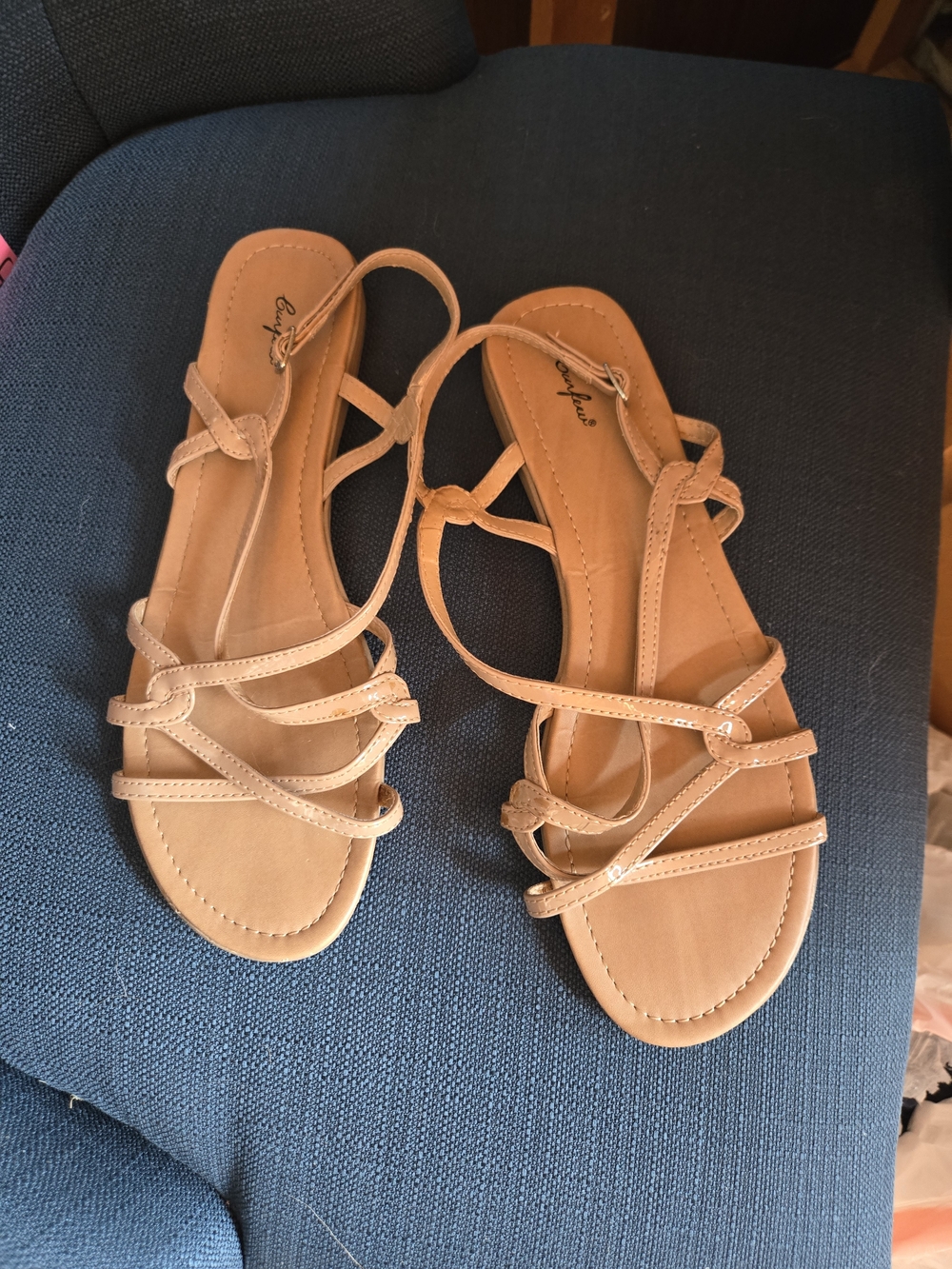 Curfew Women's Tan Strappy Flat Sandals - Classic Summer Style